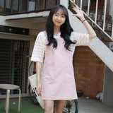 韩版夏季新款显瘦甜美可爱少女学生裙子粉色减龄背带裙连衣裙女