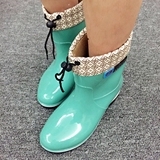 双钱雨鞋女夏季韩国中筒成人平跟水鞋女雨靴学生防滑加绒水靴胶鞋