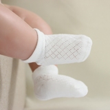 0-3岁6个月婴儿纯宝宝男女儿童船袜子棉网眼透气网格夏季薄款透气