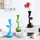 小单只彩色玻璃花瓶欧式简约现代创意摆件插花花器客厅餐桌家居