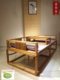 明式罗汉床新中式罗汉椅老榆木免漆家具纯实木床榻双人茶椅新品