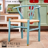 实木橡木Y椅复古餐椅书房椅日式木纸绳椅新中式仿古椅北欧风格椅