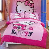 简约kitty猫咪四件套儿童卡通单人床1.2米韩版床单被套三件套1.8m