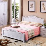 现代简约板式双人床 小户型1.5米架子床 1.8米白色婚床 卧室家具