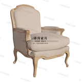出口外贸实木做旧仿古单人沙发椅美式法式休闲椅阳台椅实木家具