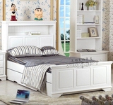 美式白色卧室双人床全实木榫卯 欧式书架床实木婚床儿童储物床