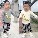 潮男宝宝儿童时尚12345岁长袖T恤长裤秋冬季纯棉香蕉韩版两件套装