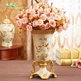 怀旧复古家居客厅餐桌装饰工艺品美式摆件陶瓷仿真小干花瓶花器插