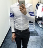 韩国大牌 时尚新品 TB长袖衬衫 男士欧美风英伦修身长袖衬衣 包邮
