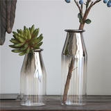新古典 镀银镜面花瓶 现代简约花器 电镀银渐变花器餐桌花插摆件