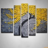 黄金稻穗油画现代简约浮雕手绘组合无框客厅装饰画餐厅发财树挂画