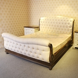 美式全实木双人床1.8米婚床公主床真皮纯橡木2.2米牛皮布艺软靠床