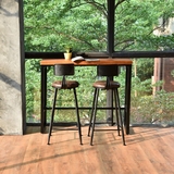 美式吧台桌铁艺实木吧台咖啡厅桌椅组合高脚吧台家用小吧台