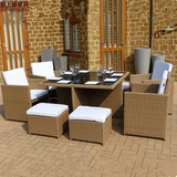 户外家具组合花园庭院阳台藤椅茶几五件套室外休闲露台桌椅省空间