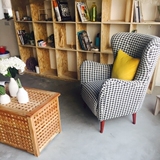 新款美式乡村单人沙发老虎椅 小户型布艺地中海宜家咖啡厅沙发