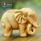崖柏大象摆件一对 创意红木实木招财象摆件 木雕家居装饰品手把件