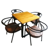 欧式复古实木铁艺桌椅餐厅咖啡厅酒吧桌椅简约休闲桌椅正方型桌子