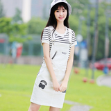2016夏季背带裙女夏韩版潮学生牛仔裙中长款短裙背带直筒裙白色裙