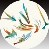 陶瓷瓷板画 手绘画 中国风圆形9.8厘米吸水杯垫抽象画 艺术画定制
