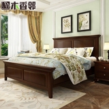 美式实木床 简约乡村双人婚床 现代1.5 1.8米白蜡木田园卧室家具