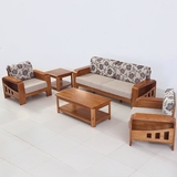 橡木沙发新中式客厅单人双人三人位推拉床组合可拆洗实木布艺沙发