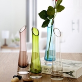七彩花瓶透明单支玻璃花瓶简约时尚家居酒店装饰餐桌台面摆台花瓶