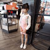 MIKA童装 2016春秋装新款韩版女童水洗牛仔背带裙连衣裙背心裙