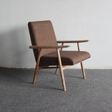 北欧沙发椅 实木现代布艺单人沙发椅 扶手椅 水曲柳设计师沙发椅