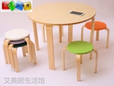 儿童桌椅幼儿园桌椅批发实木质大长方桌圆桌吃饭学习桌6-8个宝宝