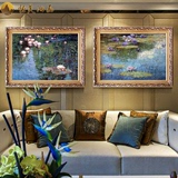 恒美手绘油画莫奈睡莲名画临摹MON90欧式客厅过道玄关有框装饰画