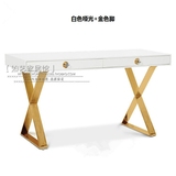 白色烤漆电脑桌 现代时尚书桌创意办公桌 不锈钢写字台桌子特价