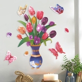 创意3D立体超大花盆墙贴客厅卧室玄关装饰个性玻璃门贴纸贴画包邮