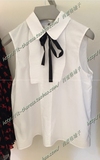 意大利专柜代购2016年秋冬pinko白色无袖系结可爱衬衫