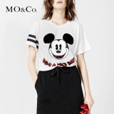 MO&Co.圆领条纹亮珠片米奇头像图案T恤MA161TST32 moco