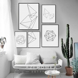 AZI HOME创意黑白抽象立体几何装饰布画北欧客厅墙画壁挂画组合
