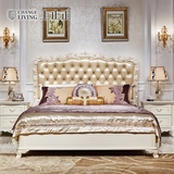 上止正家具 欧式实木床法式双人1.8米卧室大床真皮古典雕花2m婚床