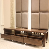 卧室现代中式电视柜简约 客厅实木质小户型胡桃木色简易地柜1.8米