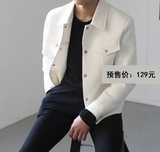 2016春秋新款 白色太空棉男士夹克外套修身青年外套 潮流男生上衣