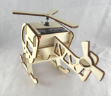 木制拼装飞机 DIY太阳能直升机 直升飞机模型 早教拼图 益智玩具