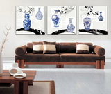 花瓶欧式挂画|时尚简约客厅装饰画三联画|现代沙发背景墙无框画