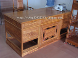 现代中式古典纯实木家具非洲黄花梨办公桌红木雕花书桌