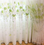 韩式小清新窗帘绿色田园风格卧室客厅窗纱半遮光窗帘成品优惠定制