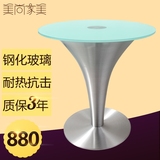 简约现代钢化玻璃家用餐桌创意小圆桌圆形洽谈桌椅店铺接待会客桌
