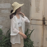 女装夏装2016新款潮韩版休闲纯色九分袖喇叭袖防晒衫外套空调开衫