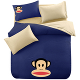 大嘴猴卡通儿童单人床单床笠三四件套床上用品1米2 1.5 1.8藏青色