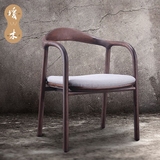 实木北欧餐厅休闲椅子现代简约设计师复古弯曲卧室创意单人个性椅