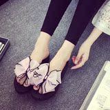 2016夏季韩版新款平底凉鞋女蝴蝶结沙滩花朵人字拖鞋防滑甜美女鞋