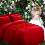 玫瑰之恋韩棉四件套1.8m床品1.5米床上用品2.0婚庆被套床单床笠式