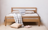 日式简约宜家纯实原木单双人1.2 1.5 1.8米白橡木卧室家具木头床