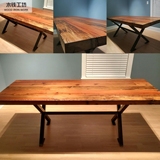 美式乡村工业风格复古铁艺实木餐桌长方形桌子酒吧台桌办公会议桌